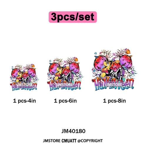 Cartoon Witches Princess Skull Animal Kids Love Characters Halloween Iron on DTF Transfers Stickers Ready to Press for T-shirts