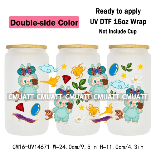 Double Sided Color UV DTF Cup Wraps 16OZ Wholesale Custom Bulk Waterproof Cartoon Cute Monster Coquette Bow DIY Craft Mug Glass