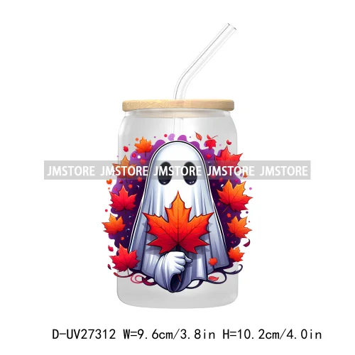 Spooky Ghost Halloween Autumn Pumpkin Season UV DTF Transfer Stickers Decals For Libbey Cold Cups Mugs Tumbler Black Cats Boo