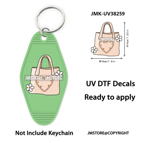 Bookish Journal Coquette Bow Flowers Heart UV DTF Motel Keychain Decal Ready To Ship Transfer Stickers Prints For Hotel Keychain