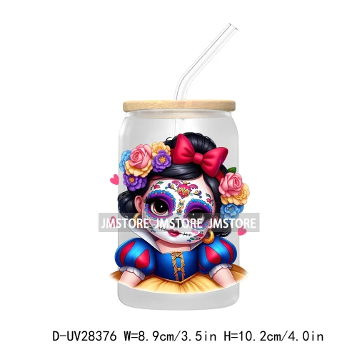 Mexican Little Princess UV DTF Transfer Stickers Decals For Libbey Cold Cups Mugs Tumbler Waterproof Craft Day of the Dead Girls