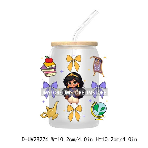 Coquette Bow Back To School Teacher UV DTF Transfer Stickers Decals For Libbey Cold Cups Mug Tumbler Waterproof Cartoon Princess