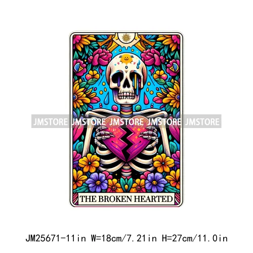 Custom Flower La Chismosa Dog Cat Lover Badass Skull Tarot Card  DTF Iron On Heat Transfers Stickers Ready To Press For Hoodies