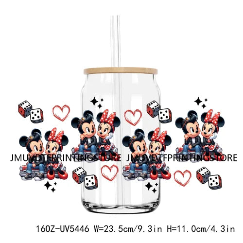 Cartoon Mouse Couple Playing Baseball UV DTF Sticker For 16OZ Libbey Glass Cup Can Wrap Transfer Stickers Custom Labels DIY Logo