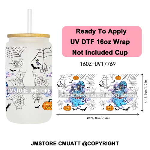 Demon Hunters Kpop Derpy Halloween Mystery Boys UV DTF Stickers Ready To Apply Cup Wrap High Quality For 16OZ Libbey Can Glass