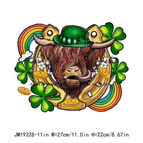 Let's Get Lucked Up Load On Luck Decals Lucky Baby Cowboy Heifer Animal Blessed St Patrick's Day DTF Transfer Stickers For Shirt