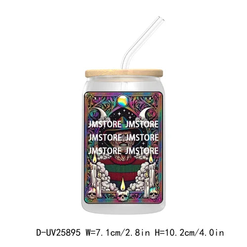 Spooky Skull Halloween Tarot Card UV DTF Transfer Stickers Decals For Libbey Cold Cups Mugs Durable Waterproof Custom Logo Label