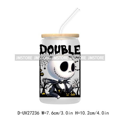 Cartoon Princess Couple Halloween Double Trouble UV DTF Transfer Stickers Decals For Libbey Cold Cup Mug Tumbler Waterproof Logo