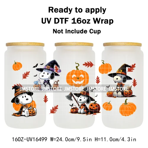 Halloween Witch Cartoon Skulls Boo Ghouls UV DTF Stickers Ready To Transfer Cup Wrap Custom Labels For Libbey Can Glass Tumbler