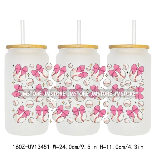 Coquette Baseball Mom Sports UV DTF Stickers Ready to Transfer Cup Wrap Custom Label DIY Craft For Libbey Can Glass Tumbler Mug