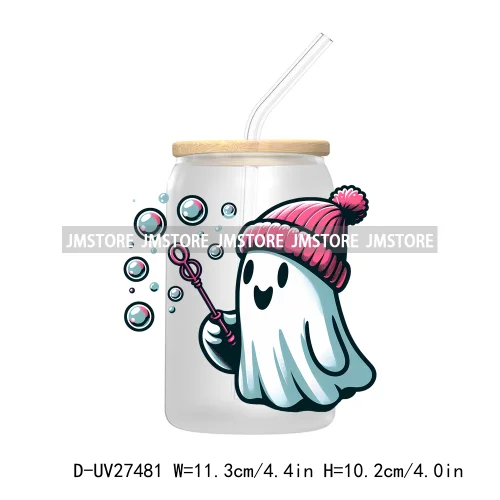 Trick or Teach Ghouls Halloween UV DTF Transfer Stickers Decals For Libbey Cold Cups Mugs Tumbler Waterproof Label Spooky Season