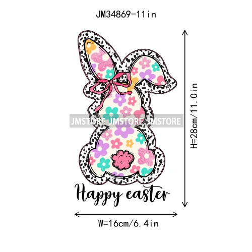 Cute Teacher Bunny Coquette Teaching Sweet Heart Floral Happy Easter Iron On DTF Transfers Stickers Ready To Press For Clothing