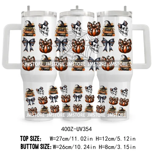 Leopard Pumpkin Coquette Bow UV DTF 40OZ Tumbler Wrap Ready To Apply Waterproof Custom Logo Fall Autumn Vibes Transfer Stickers