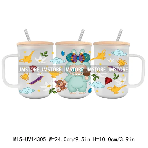 Cartoon Monsters Doll 15OZ Glass Mug UV DTF Cup Wrap Ready To Apply Waterproof High Quality Custom Prints For Mugs Cup Tumbler