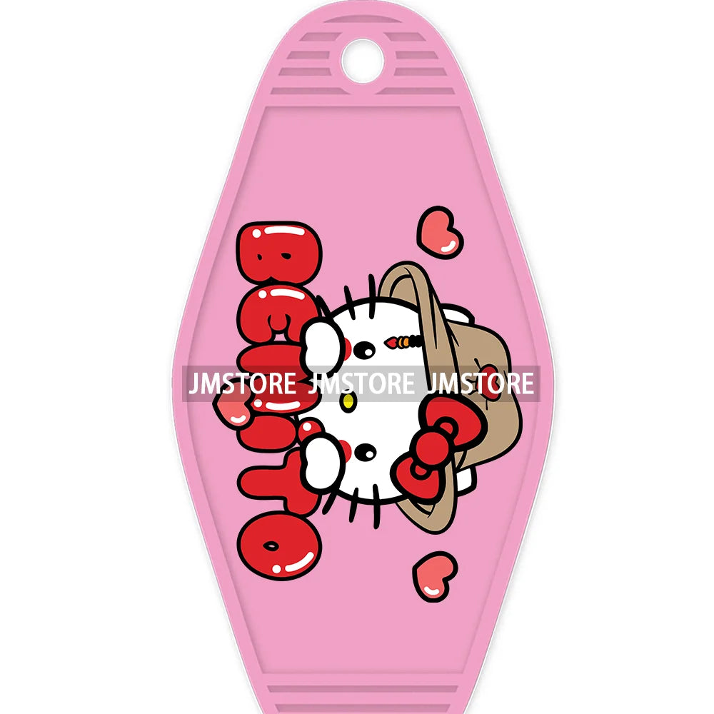 Cartoon Character Angel Cat With Sad Heart Bunny High Quality WaterProof UV DTF Sticker For Motel Hotel Keychain Valentine's Day
