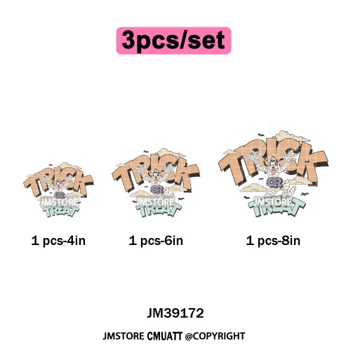 Happy Halloween Cartoon Movie Character Pumpkin Spooky Vibes Iron on DTF Washable Transfers Stickers Ready to Press for Clothing