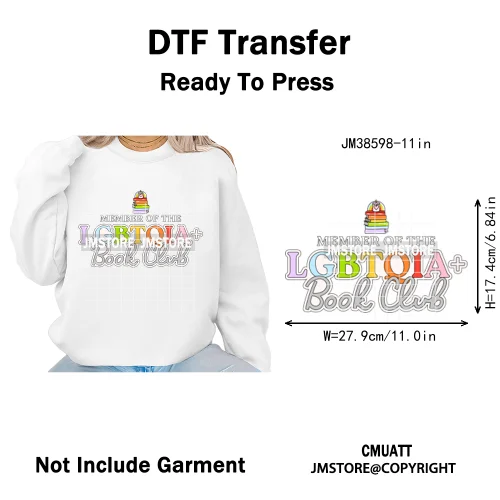 Funny Book Lover Club Inspirational Sayings Reading Coffee Iron on DTF Washable Transfers Stickers Ready to Press for Clothing