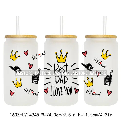 Dad Daily Affirmations Father's Day 16OZ UV DTF Cup Wrap Ready To Apply Waterproof Transfer Sticker For Libbey Glass Can Tumbler