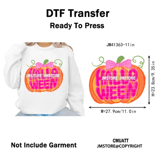 Preppy Coquette Halloween Floral Fall Pumpkin Spooky Season Iron on Washable DTF Transfers Stickers Ready to Press for Clothing