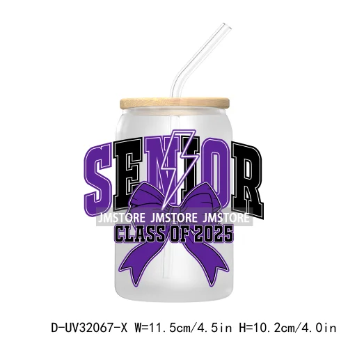 Coquette Bow Senior 2025 Western Grad Squad UV DTF Transfer Stickers Decals For Libbey Cold Cups Mugs Tumbler Waterproof Logo