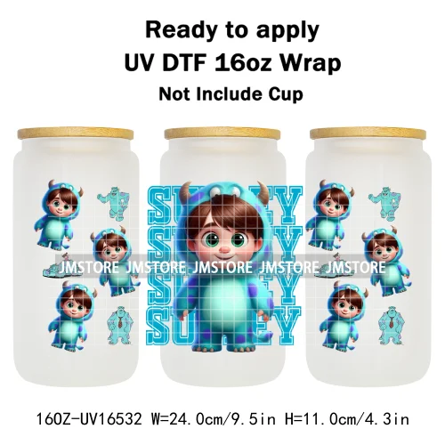 Toy Cartoon Movie Character UV DTF Wraps Transfer Sticker Selfadhesive Waterproof High Quality For 16OZ Libbey Glass Can Tumbler