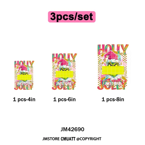 Cartoon Christmas Club Snow Winter Vibes Holly Jolly Santa Iron on DTF Washable Transfers Stickers Ready to Press for Clothing