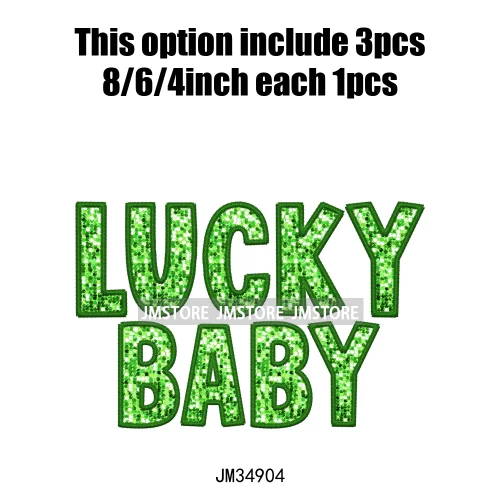 In My Lucky Era Faux Green Sequin Glitter St.Patrick's Lucky Charm Iron On DTF Transfers Stickers Ready To Press For Sweatshirts