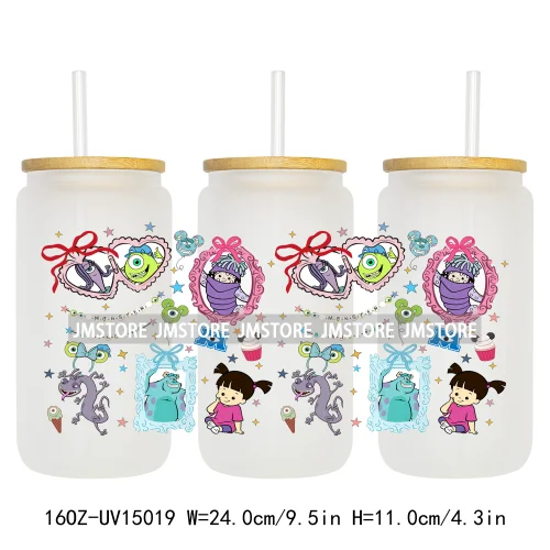 Magical Mirror Cartoon Coquette Bow 16OZ UV DTF Cup Wraps Ready To Apply Waterproof Transfer Stickers For Libbey Glass Can Mugs