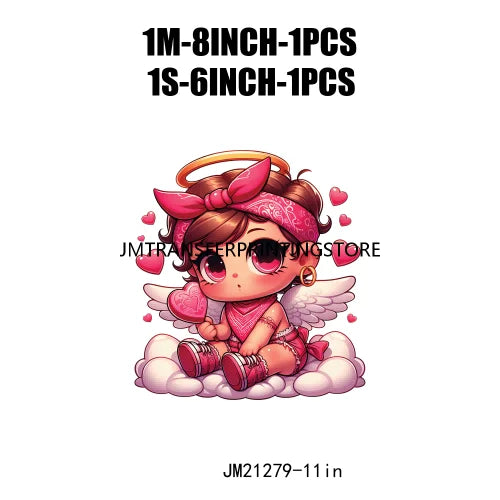 Sweet Pink Valentine's Angel Baby Concha Designs Kids Love Heat Transfer Stickers Ready To Press For T-shirts