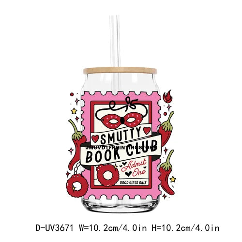 Death By Book Hangover UV DTF Sticker For 16OZ Libbey Glass Cup Can Positive Vibes Wrap Transfer Sticker Custom Labels DIY Logo