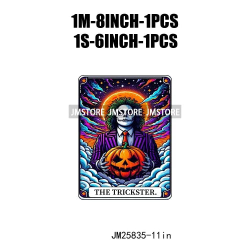 New Halloween Trickster Killer Scary Characters Tarot Cards Thermal Logos DTF Iron On Heat Press Transfers Stickers For Clothes