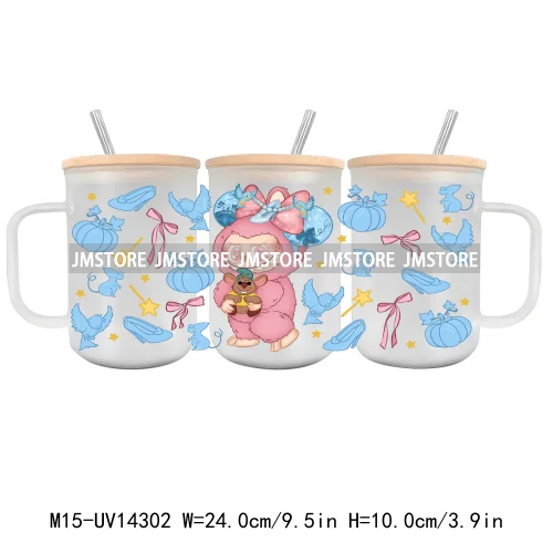 Cartoon Monsters Doll 15OZ Glass Mug UV DTF Cup Wrap Ready To Apply Waterproof High Quality Custom Prints For Mugs Cup Tumbler