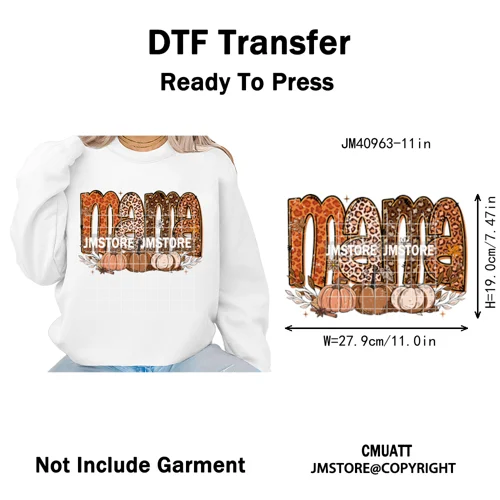 Coquette Preppy Fall Leopard Mama Floral Amen Autumn Pumpkin Season Iron on DTF Transfers Stickers Ready to Press for Textile