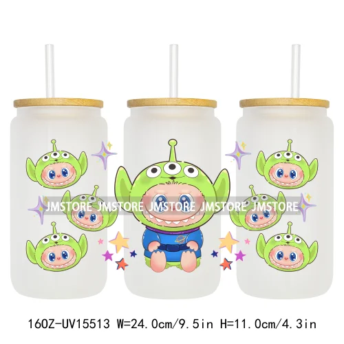 Coquette Bow Kids Cartoon Doll Characters UV DTF Cup Wraps Ready To Apply Waterproof Transfer Stickers For 16OZ Libbey Glass Can