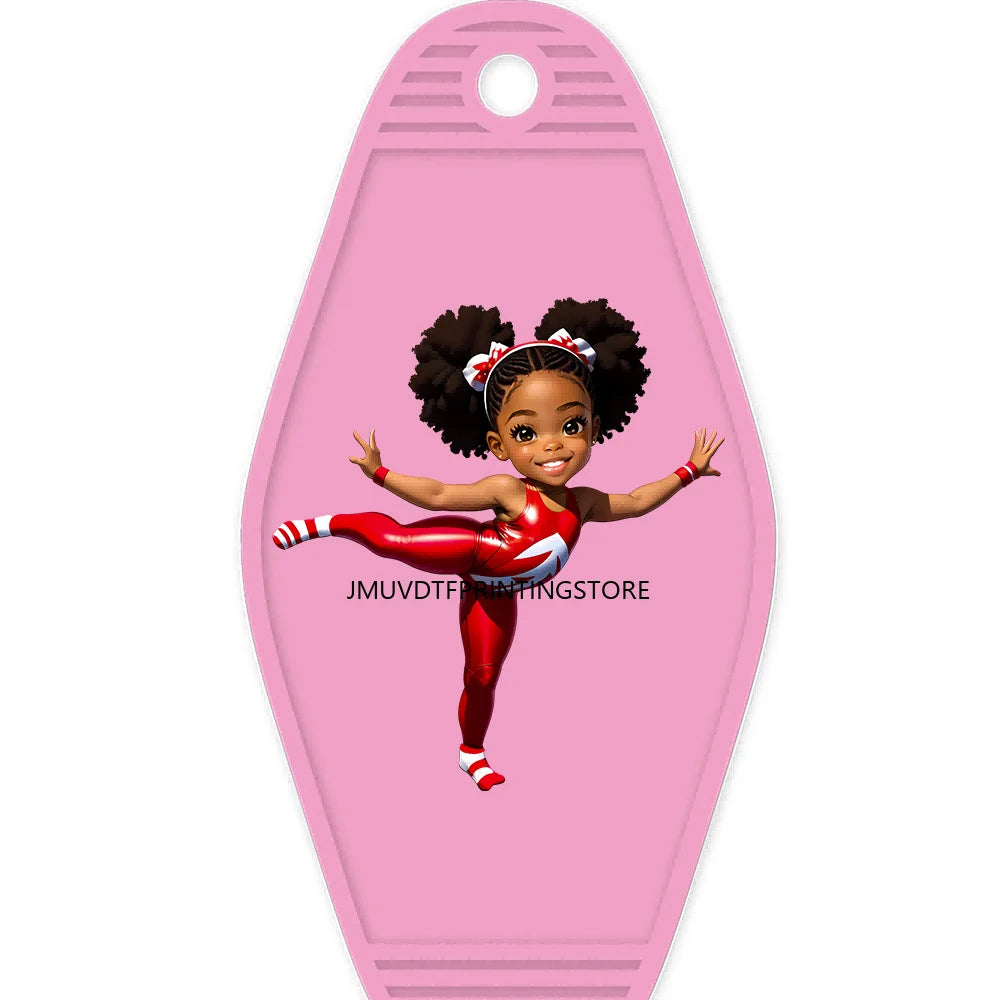 Sport Football Player High Quality WaterProof UV DTF Sticker For Motel Hotel Keychain Black Afro Girls