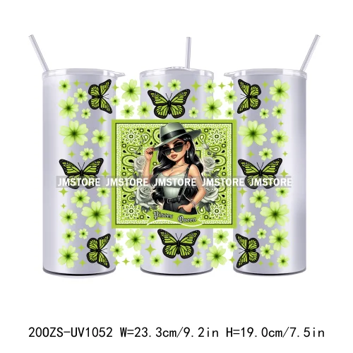 12 Zodiac Queen Chicana 20OZ Straight Skinny Tumbler Wrap Ready To Apply UV DTF Transfer Stickers Waterproof Prints For Tumbler