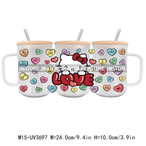 Love Cartoon Copule UV DTF Sticker For 15OZ Mug Libbey Glass Cup Can Wrap Transfer Sticker Custom Label DIY Logo Valentine's Day