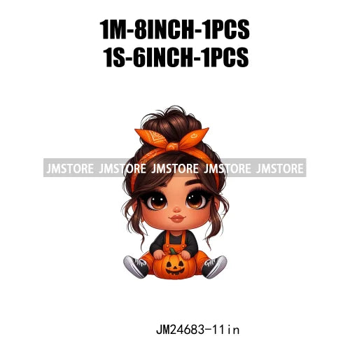 Funny Headband Hispanic Cute Latina Baby Girls Halloween Pumpkin Designs Iron On DTF Heat Press Transfer Stickers For Shirt Bags