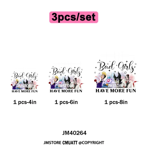 Waiting For Halloween Coquette Bad Girls Friends Wicty Logos Iron on DTF Washable Transfers Stickers Ready to Press for Clothing