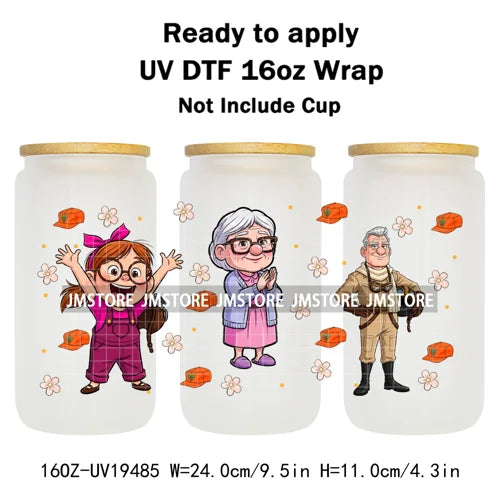 Up Gifts Balloon House Adventure Old Man 16OZ UV DTF Cup Wraps Ready To Apply Waterproof Transfer Stickers For Libbey Glass Can