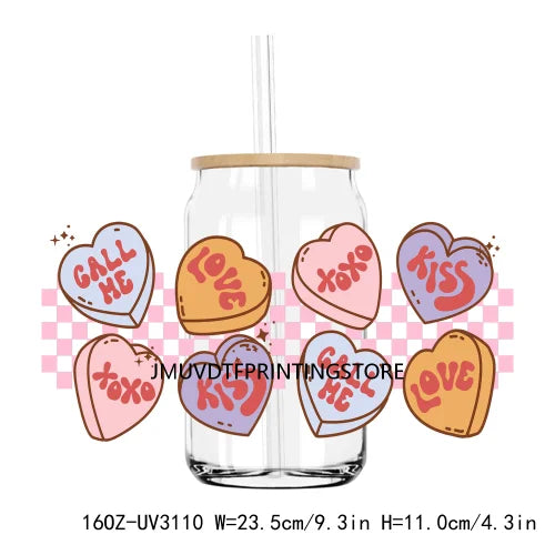 Cupid Ghostie Spooky Valentine's Day UV DTF Sticker For 16OZ Libbey Glass Cup Can Wrap Transfer Sticker Custom Labels DIY Logo