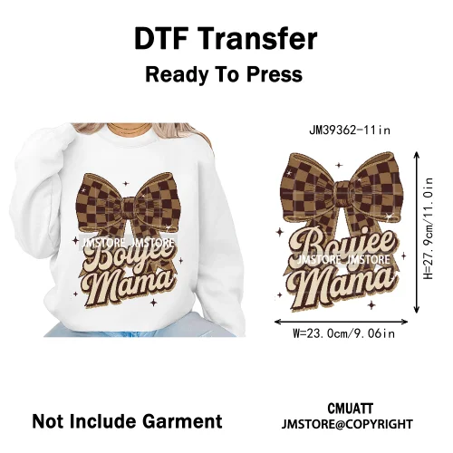Retro Football Touchdown Season Checkered Coquette Sport Mama Iron on DTF Washable Transfers Sticker Ready to Press for T-shirts