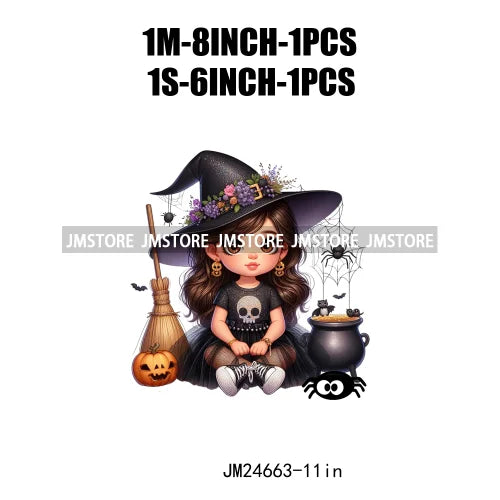 Custom Halloween Spooky Witch Latina Baby Girls Iron On Decals Hispanic Princess DTF Heat Press Transfers Stickers For Hoodies