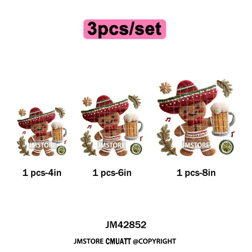 Funny Faux Yarn Crochet Christmas Tree Santa Winter Season Iron on DTF Washable Transfers Stickers Ready to Press for Textiles