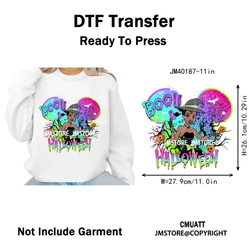 Cartoon Witches Princess Skull Animal Kids Love Characters Halloween Iron on DTF Transfers Stickers Ready to Press for T-shirts
