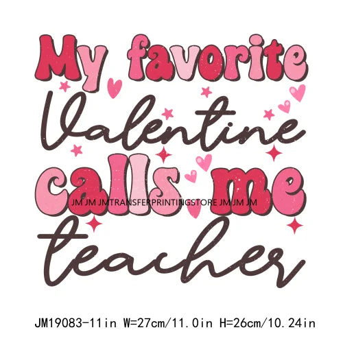 Retro Distressed Loved Teacher Mama Valentine Teaching Sweetheart DTF Heat Transfer Stickers Printing Ready To Press For Clothes