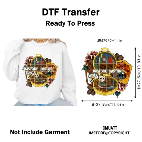 Horror Characters Halloween Spooky Cartoon Friends Scary Pumpkin Iron on DTF Transfers Stickers Ready to Press for Sweatshirts