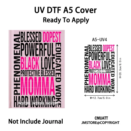 Floral Butterfly Black Girl Religious A5 Notebook UV DTF Wraps Ready To Apply Custom Transfer Stickers Decals For Journal Cover