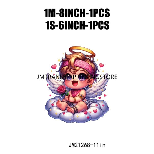 Sweet Pink Valentine's Angel Baby Concha Designs Kids Love Heat Transfer Stickers Ready To Press For T-shirts