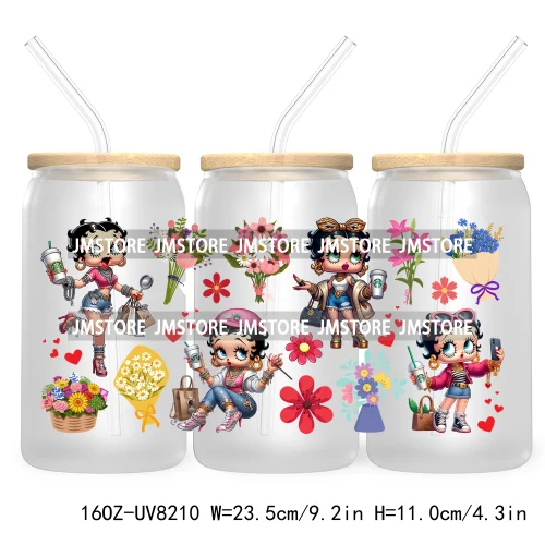 Mexican Butterfly Flowers 16OZ UV DTF Cup Wrap Transfer Sticker Custom Label Waterproof Logo For Libbey Glass Can Latina Culture